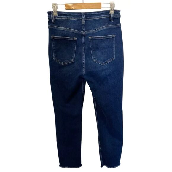 Vervet Blue Women's Straight Leg Frayed Cuff Jeans Size 30 Dark Wash - Picture 2 of 11